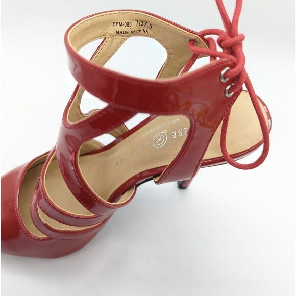 Red patent Chinese Laundry Women's Pointy Toe Ankle Strap Strappy Stiletto Heels - Picture 12 of 13